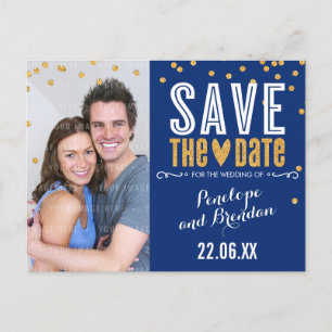 Carte Postale Faire-part SAVE THE DATE or parties scintillant confetti tend