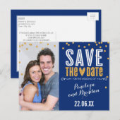 Carte Postale Faire-part SAVE THE DATE or parties scintillant confetti tend (Devant / Derrière)