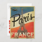 Carte Postale Faire-part Save the date | Paris, France - Drapeau (Devant / Derrière)