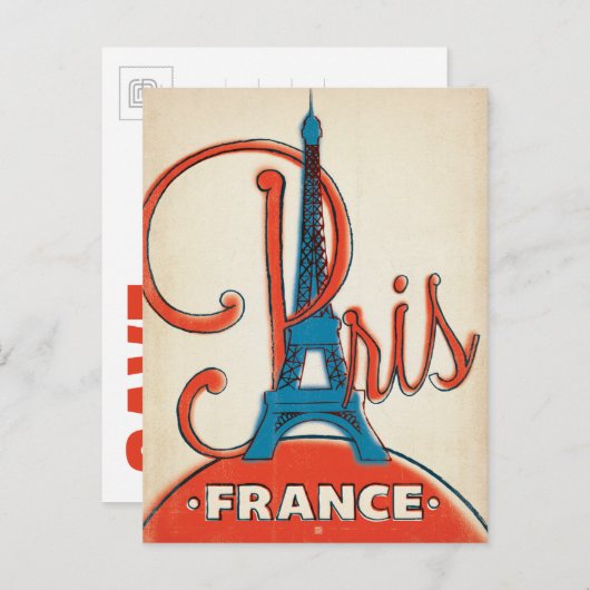 Carte Postale Faire-part Save the date | Paris - Tour Eiffel (Devant / Derrière)