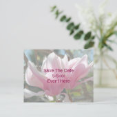 Carte Postale Faire-part Save The Date Pink Magnolia Flower  (Debout devant)