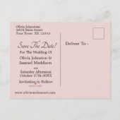 Carte Postale Faire-part Save The Date - Pink Roses & Doves Wedding (Dos)