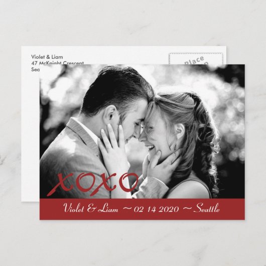 Carte Postale Faire-part Save the Date pour la Saint-Valentin (Devant / Derrière)