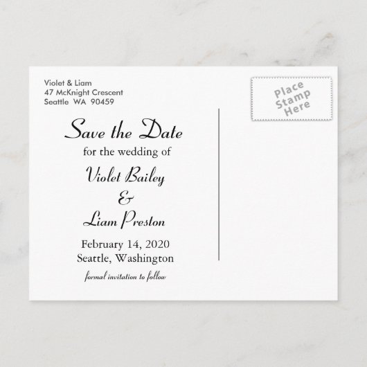 Carte Postale Faire-part Save the Date pour la Saint-Valentin (Dos)