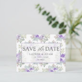 Carte Postale Faire-part Save the Date Purple Floral Wedding (Debout devant)