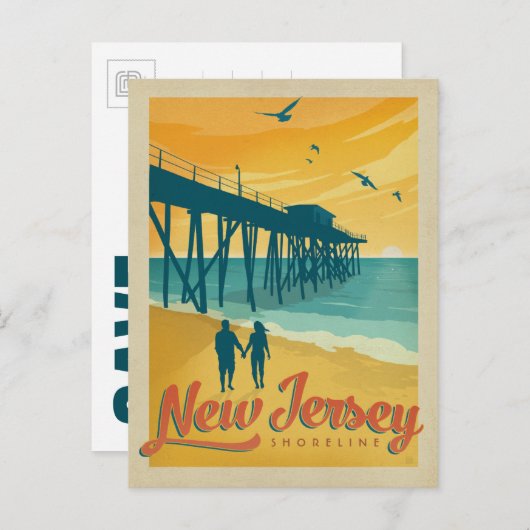 Carte Postale Faire-part Save the date | Shoreline du New Jersey (Devant / Derrière)