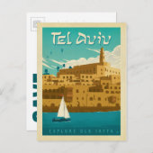 Carte Postale Faire-part Save the date | Tel Aviv, Israël (Devant / Derrière)