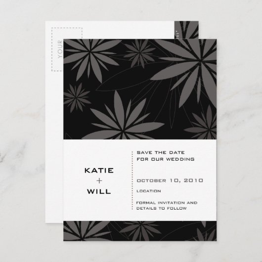 Carte Postale Faire-part SAVE THE DATE :: vitalité noire (Devant / Derrière)