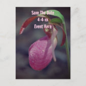 Carte Postale Faire-part Save The Date Wild Pink Lady Slipper Flower (Devant)