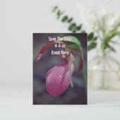 Carte Postale Faire-part Save The Date Wild Pink Lady Slipper Flower (Debout devant)