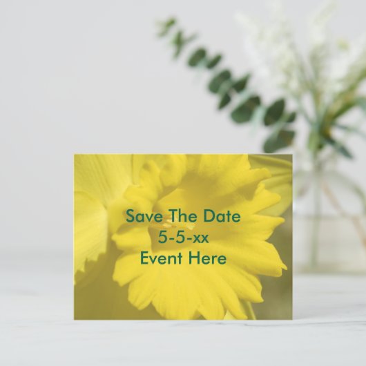 Carte Postale Faire-part Save The Date Yellow Daffodil Flower (Debout devant)
