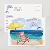 Carte Postale Faire-part Scène de plage du dauphin sauteur Nouvelle adresse (Devant / Derrière)