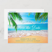 Carte Postale Faire-part Scène de plage, enregistrez la date (Devant / Derrière)