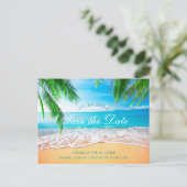 Carte Postale Faire-part Scène de plage, enregistrez la date (Debout devant)