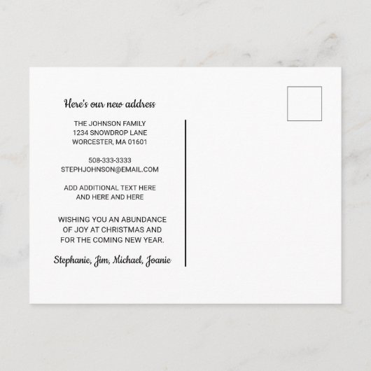 Carte Postale Faire-part Scène d'hiver Salutations de Noël de New Home (Dos)