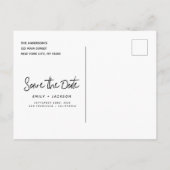 Carte Postale Faire-part Script à main moderne simple Enregistrer la date (Dos)