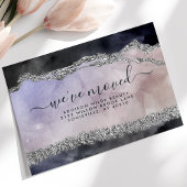 Carte Postale Faire-part Script Aquarelle Violet Noir Argent Déplacement