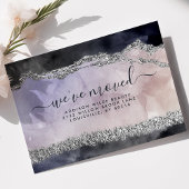 Carte Postale Faire-part Script Aquarelle Violet Noir Argent Déplacement