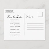 Carte Postale Faire-part Script Black and White Hearts Enregistrer la date (Dos)