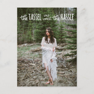 Carte Postale Faire-part Script blanc fin Enregistrer la photo de date