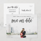 Carte Postale Faire-part Script brossé Enregistrer la date (Devant / Derrière)