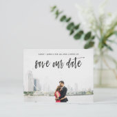 Carte Postale Faire-part Script brossé Enregistrer la date (Debout devant)