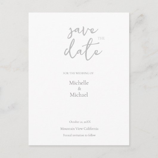 Carte Postale Faire-part Script Calligraphie Mariage Moderne Enregistrer la (Devant)