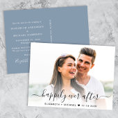 Carte Postale Faire-part Script Chic Photo Overlay Dusty Blue Enregistrer L