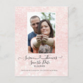 Carte Postale Faire-part Script Coeur Connecté Blush Pailleté Save the Date (Devant)
