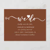 Carte Postale Faire-part Script Coeur de Terracotta Nous Sauvons la Date (Devant)