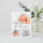 Carte Postale Faire-part Script de bienvenue moderne 4 photo naissance (Debout devant)