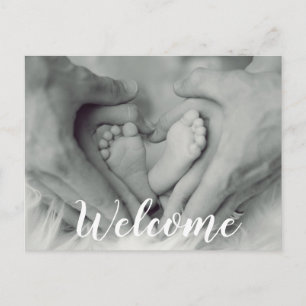 Carte Postale Faire-part Script de bienvenue Superposition Photo Bébé Nouve