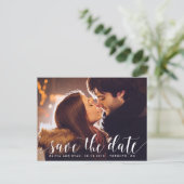 Carte Postale Faire-part Script de calligraphie | Photo Enregistrer la date (Debout devant)