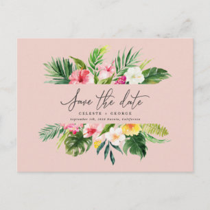 Carte Postale Faire-part Script de feuillage d'aquarelle tropicale enregist