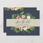 Carte Postale Faire-part Script de feuillage d'aquarelle tropicale enregist (Devant / Derrière)