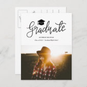 Carte Postale Faire-part Script de fin d'études décontracté | Photo de fin (Devant / Derrière)