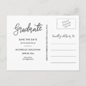 Carte Postale Faire-part Script de fin d'études | Trois photos de diplômés (Dos)