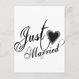 Carte Postale Faire-part Script de Grunge Naughty - Juste Marié Coeur Noir
