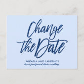 Carte Postale Faire-part Script de parties scintillant bleu marine glamour  (Devant)