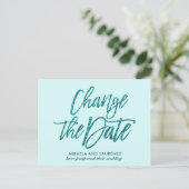 Carte Postale Faire-part Script de parties scintillant Glamorou Aqua modifi (Debout devant)