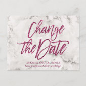 Carte Postale Faire-part Script de parties scintillant rose marbre modifier (Devant)