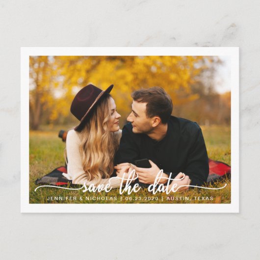 Carte Postale Faire-part Script de photo pour sauvegarde de date (Devant)