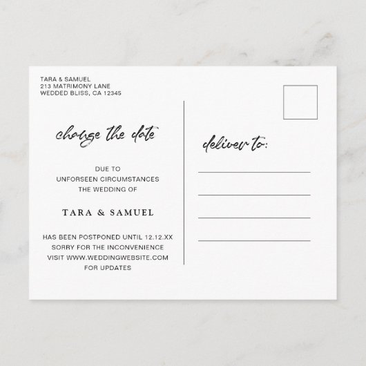 Carte Postale Faire-part Script de pinceau moderne Mariage simple Modifier  (Dos)