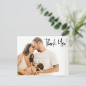 Carte Postale Faire-part Script de remerciement moderne pour photos de bébé (Debout devant)