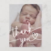 Carte Postale Faire-part Script de remerciement photo de bébé minimal moder (Devant)