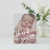 Carte Postale Faire-part Script de remerciement photo de bébé minimal moder (Debout devant)