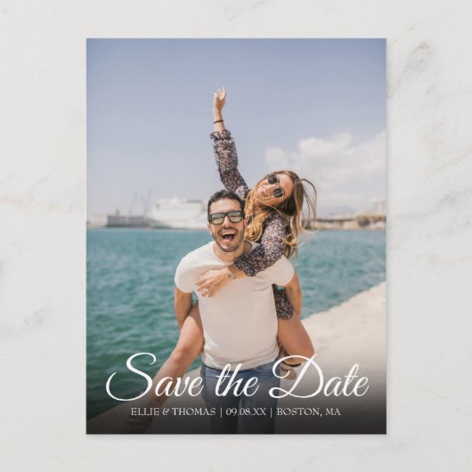 Carte Postale Faire-part Script de sauvegarde de date Moderne Photo (Devant)