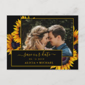 Carte Postale Faire-part Script de tournesol rustique photo mariage date de (Devant)