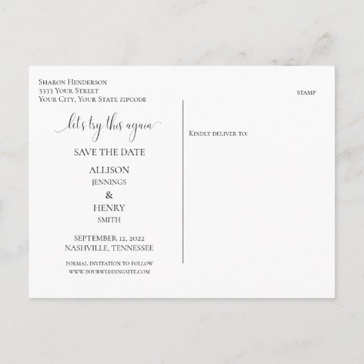 Carte Postale Faire-part Script de verdure Modifier la date Enregistrer la  (Dos)