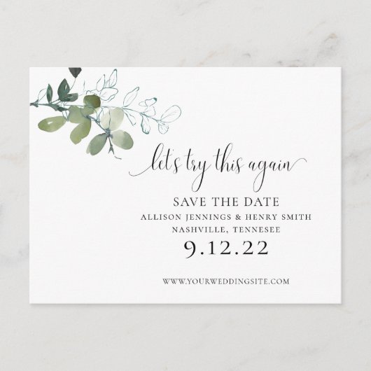Carte Postale Faire-part Script de verdure Modifier la date Enregistrer la  (Devant)
